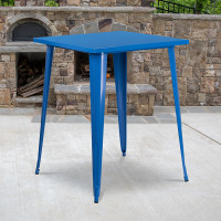 Flash Furniture CH-51040-40-BL-GG 31.5" Square Bar Height Blue Metal Indoor-Outdoor Table